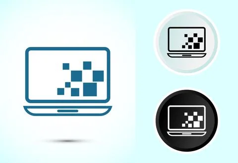 Laptop icon design illustration, computer icon for apps and websites, Color.. Stock Illustration