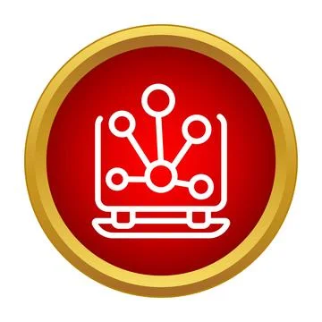 Laptop icon displaying network connectivity and distribution Stock Illustration