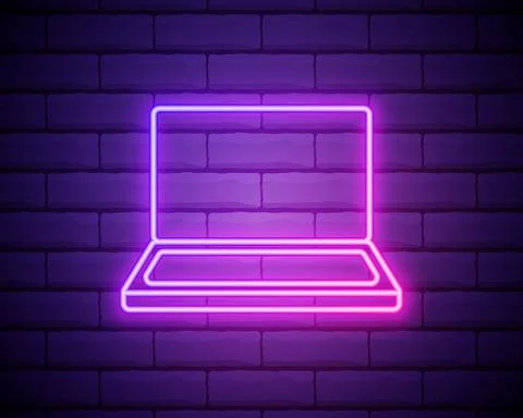 A laptop icon. Elements of Media in neon style icons. Simple icon for website Illustrazione stock