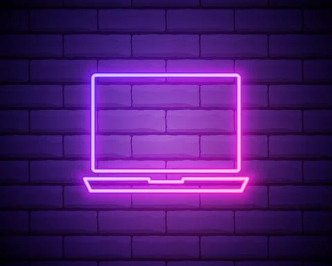 A laptop icon. Elements of Media in neon style icons. Simple icon for website Illustrazione stock
