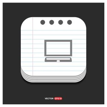 Laptop Icon Gray icon on Notepad Style template Vector EPS 10 Free Icon Illustrazione stock