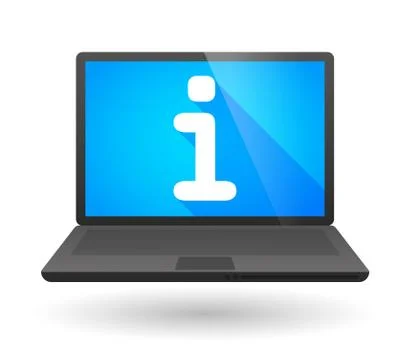 Laptop icon with an info shign 스톡 일러스트