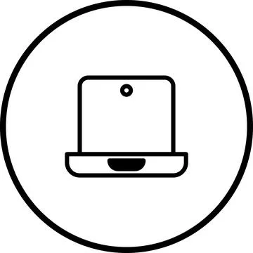 Laptop icon inside a circle, minimalist design for technology representatio.. Illustrazione stock
