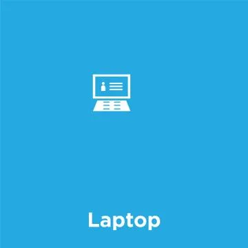 Laptop icon isolated on blue background Illustrazione stock