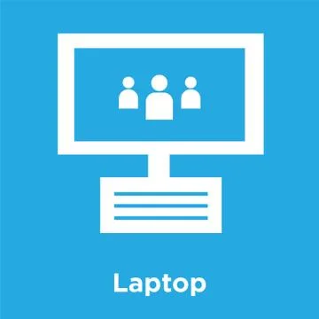 Laptop icon isolated on blue background Stock Illustration