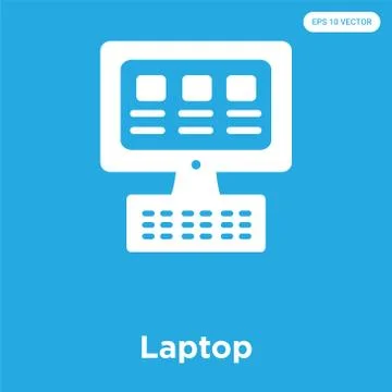 Laptop icon isolated on blue background Free Stock Illustration
