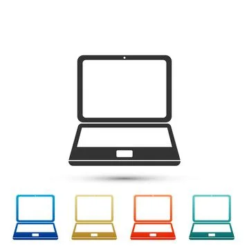 Laptop icon isolated on white background. Computer notebook with empty scre.. 스톡 일러스트