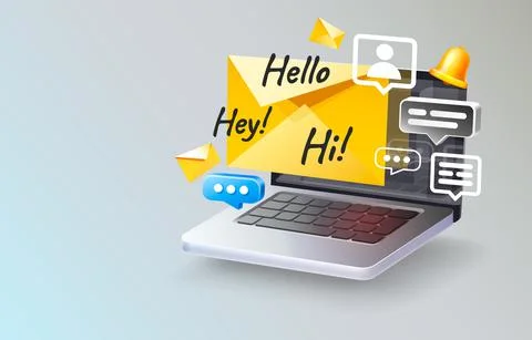 Laptop icon letter, e-mail social media, computer people connection. Vector Stockillustratie