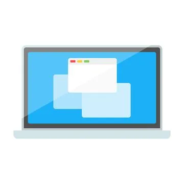 Laptop icon. Notebook with open tabs isolated on white background. Vector Stockillustratie