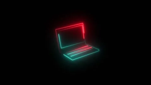 Laptop icon red and cyan Vídeos de archivo 334381237