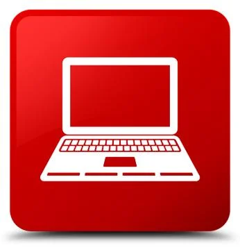 Laptop icon red square button Stock Illustration