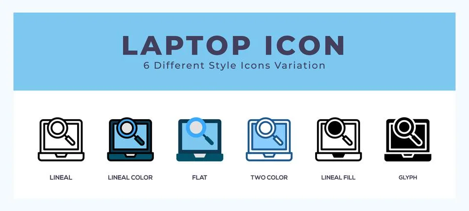 Laptop icon set. Design elements for logo Illustrazione stock