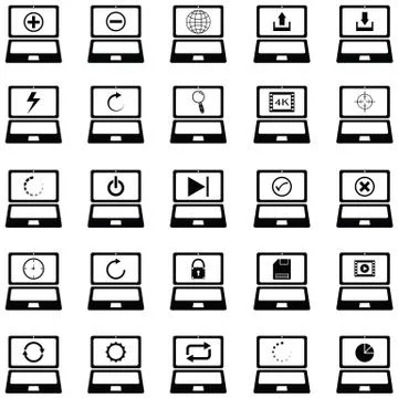Laptop icon set Stock Illustration