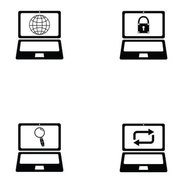 Laptop icon set Stock Illustration