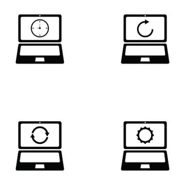 Laptop icon set Stock Illustration