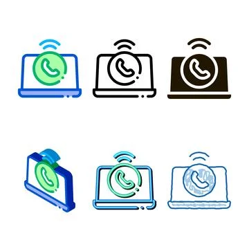 Laptop icon set vector outline Stock-Illustration