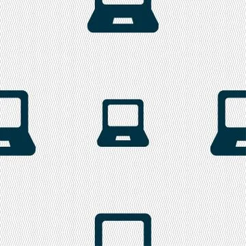Laptop icon sign. Seamless pattern with geometric texture. Vector 스톡 일러스트