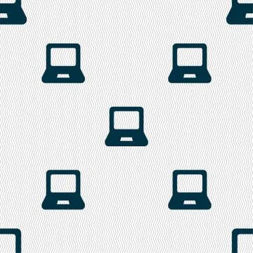 Laptop icon sign. Seamless pattern with geometric texture. Vector Stock Illustration