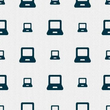 Laptop icon sign. Seamless pattern with geometric texture. Vector Stock Illustration