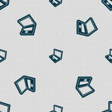 Laptop icon sign. Seamless pattern with geometric texture. Vector イラスト素材
