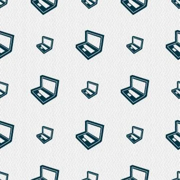 Laptop icon sign. Seamless pattern with geometric texture. Vector Stock Illustration