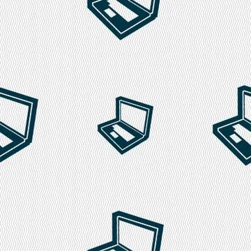Laptop icon sign. Seamless pattern with geometric texture. Vector イラスト素材