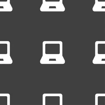Laptop icon sign. Seamless pattern on a gray background. Vector Stock Illustration