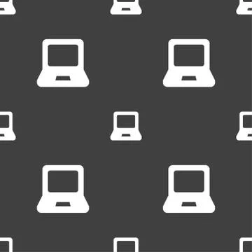 Laptop icon sign. Seamless pattern on a gray background. Stock Illustration