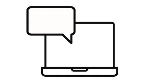 Laptop Icon with a Talk Bubble. Stock Illustration