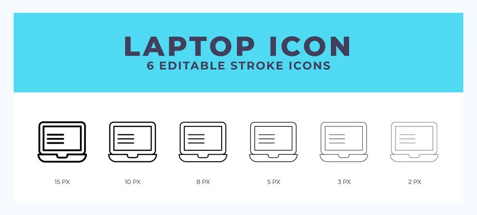 Laptop icon in thin line. Bold line. Regular line. Editable stroke. Stock Illustration