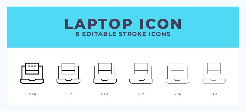 Laptop icon in thin line. Bold line. Regular line. Editable stroke. Stock Illustration