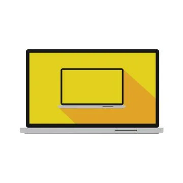 Laptop Icon, Thin Line Flat Design Concept Stock Illustration