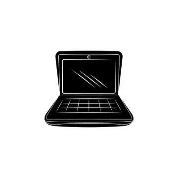 Laptop icon vector black on white background Stock Illustration
