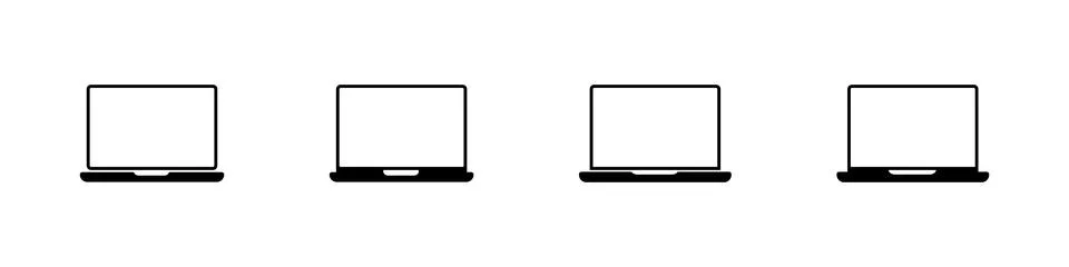 Laptop icon vector with blank screen. Stock Illustration