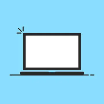 Laptop icon with white screen 스톡 일러스트