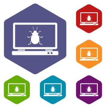 Laptop icons set Stock Illustration