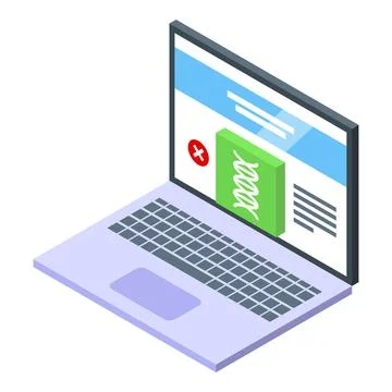 Laptop id icon isometric vector. Online write 스톡 일러스트