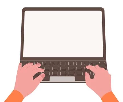 Laptop with important information on the screen. Man typing main message. People Stock Illustration