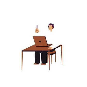 Laptop with important information on the screen. Man typing main message. People Stockillustratie