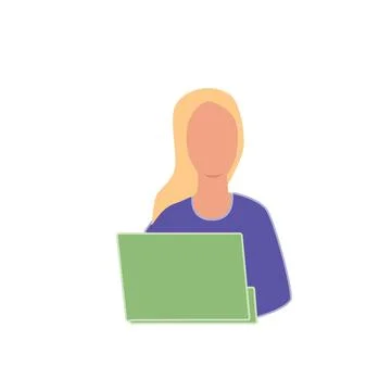 Laptop with important information on the screen. Man typing main message. People Stock Illustration