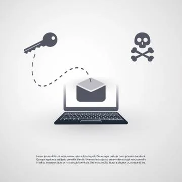 Laptop Infected with Trojan by E-mail 스톡 일러스트