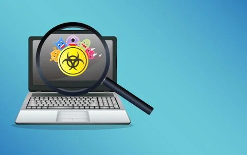Laptop infected virus computer Stock Illustration