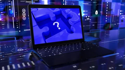 Laptop Info Question Solution Puzzle Stock Footage 291131014