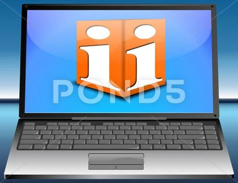 Laptop with information sign Stock Photos