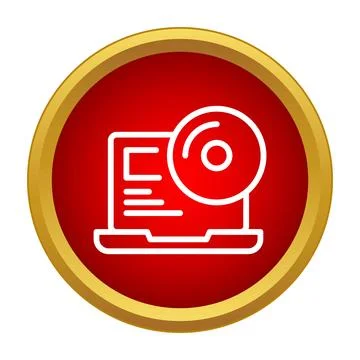 Laptop installing software program from optical disk Illustration