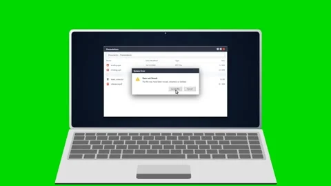 Laptop interface with system warning message on green screen. 4K Video stock 341694588