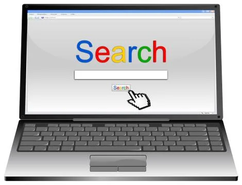 Laptop with Internet Search engine browser window 库存照片