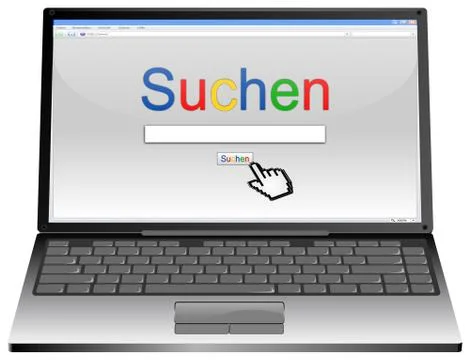 Laptop with Internet Search engine browser window Foto stock