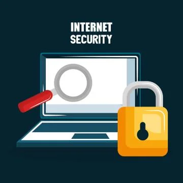Laptop with internet security icons イラスト素材