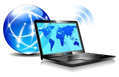 Laptop internet surfing Stock Illustration